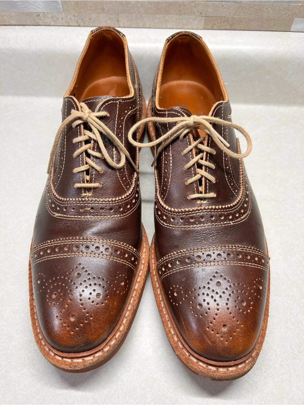 Allen Edmonds Strandmok Classic Men's Brown Wingtip Shoes 10.5
